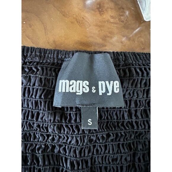 Mags & Pye Black Smocked Crop Top With Button Front & Adjustable Straps Womens S - Picture 4 of 6